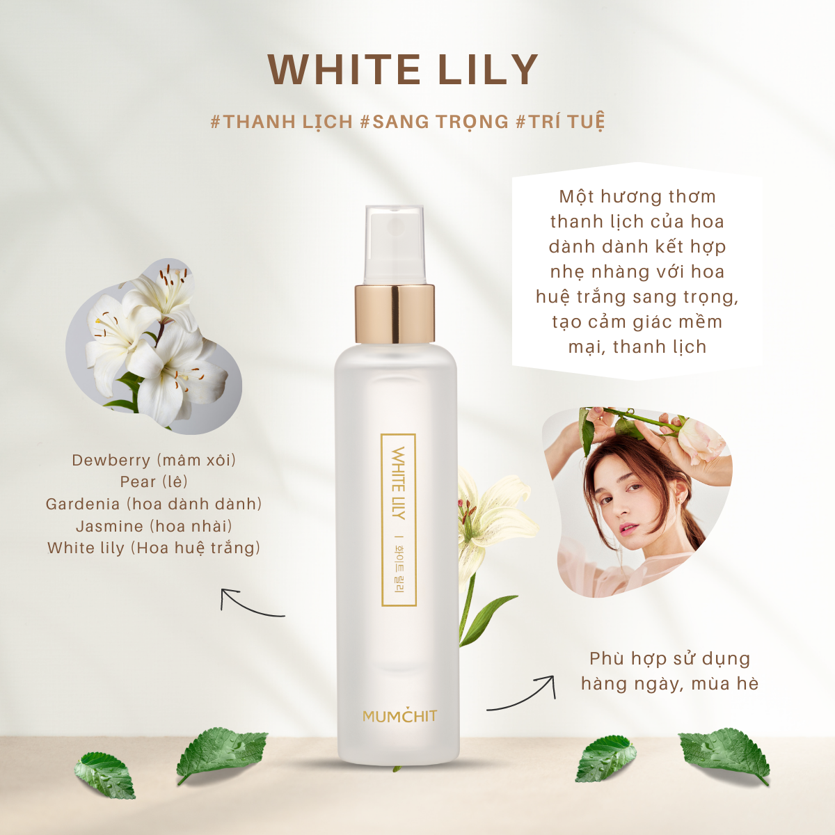 Xịt thơm tóc và cơ thể - White lily